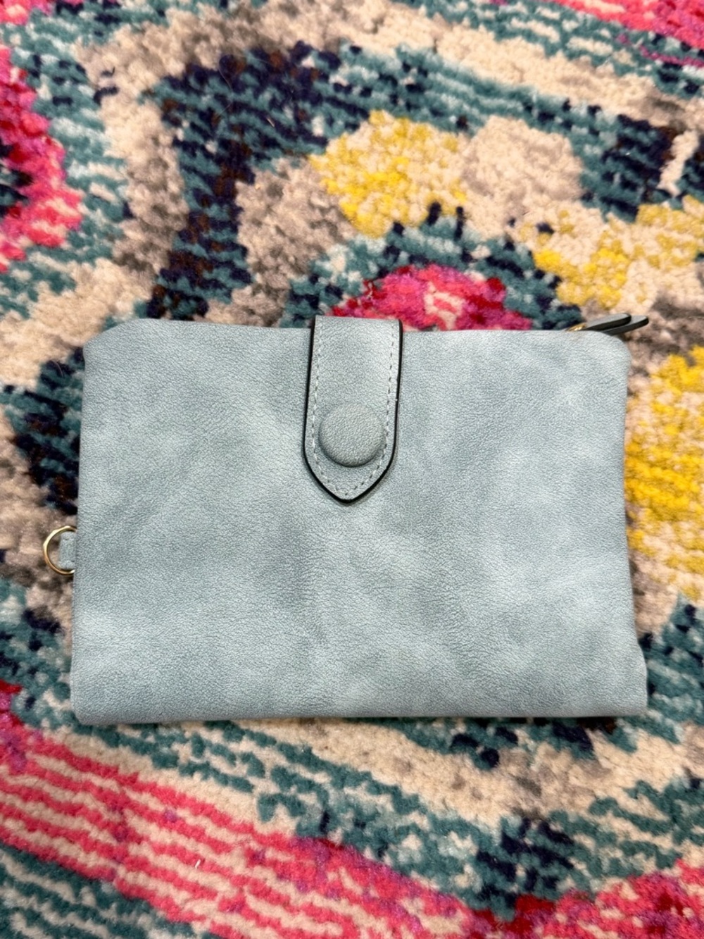 Women's Light Blue Suede Wallet Clutch - Stylish Everyday Bag
